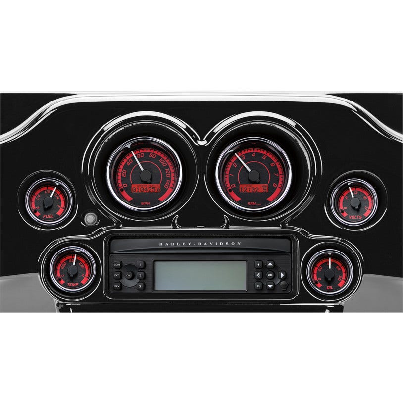 Dakota Digital MVX-8204-KR-C MVX-8K 2 Gauge Plug Black/Red Chrome Bezels 04-13
