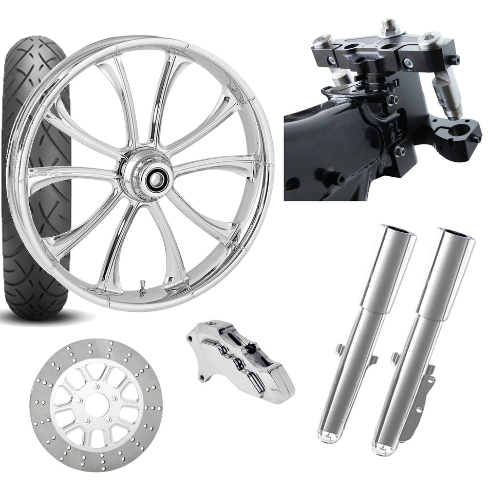 RC 26 Maverick Chrome Wheel Tire Neck Rake Front End Package Harley Single Side