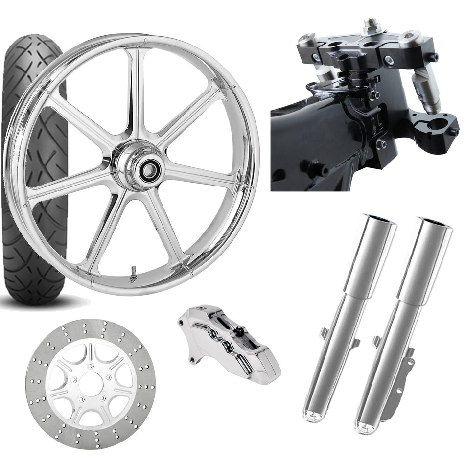 RC 26 Mission Chrome Wheel Tire Neck Rake Front End Package Harley Single Side