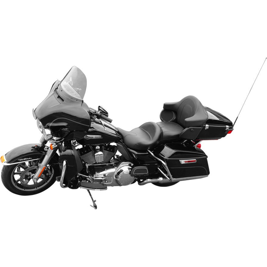 Mustang 76860 Summit One-Piece Black Vintage Touring Seat w/ Receiver Harley FL 14-17