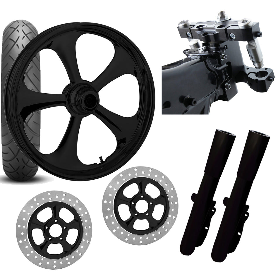 RC 26 Nitro Black Wheel Tire Neck Rake Front End Package Harley Dual Disc