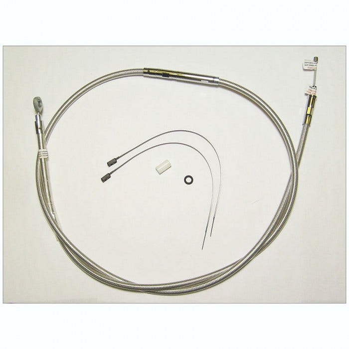 Magnum Polished Stainless Braided 64" Plus + 2 Clutch Cable for Harley FLH/T 08-13
