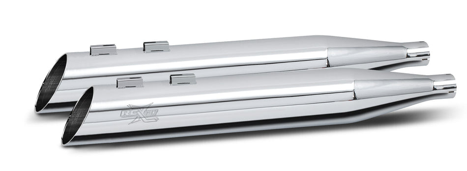RC Components Chrome RCX 4" Slash Up Chrome Slip On Mufflers Harley FLH 95-16