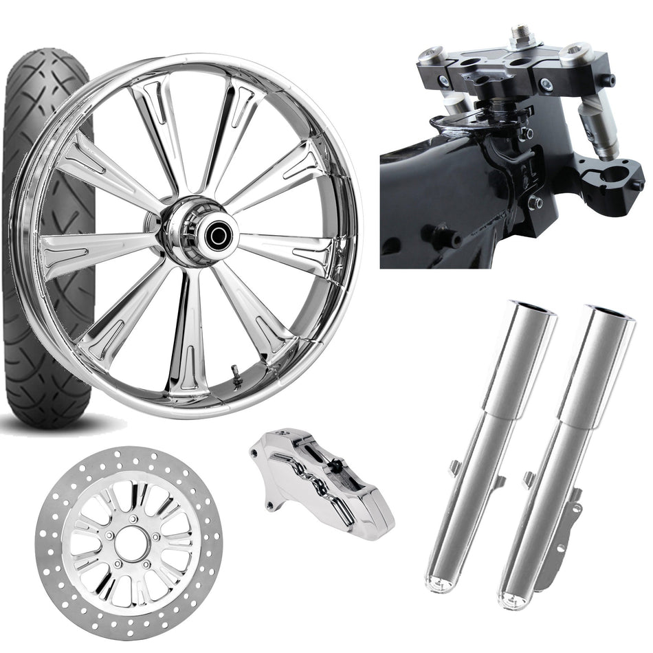 RC 26 Raider Chrome Wheel Tire Neck Rake Front End Package Harley Single Side