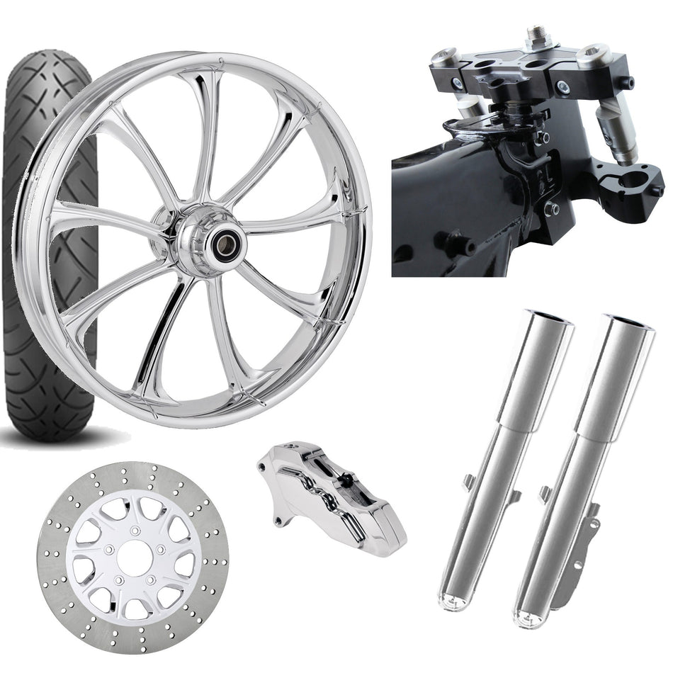 RC 26 Revolt Chrome Wheel Tire Neck Rake Front End Package Harley Single Side