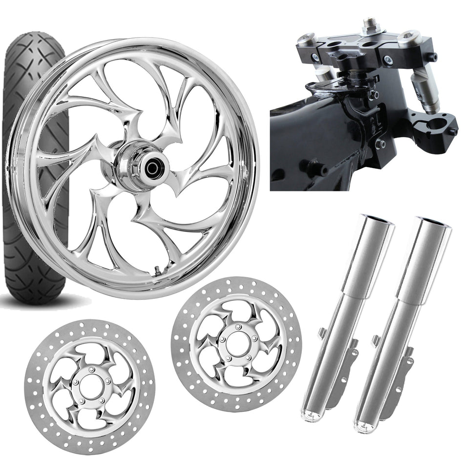 RC 26 Shifter Chrome Wheel Tire Neck Rake Front End Package Harley Dual Disc