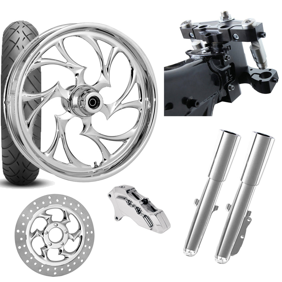 RC 26 Shifter Chrome Wheel Tire Neck Rake Front End Package Harley Single Side