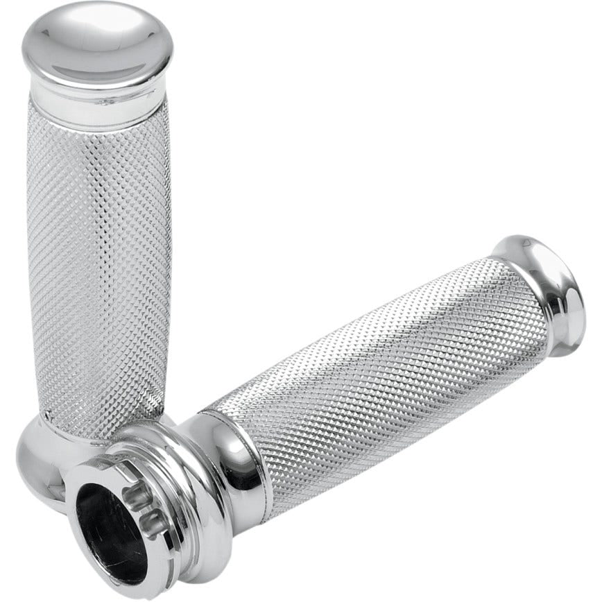 Todds Cycle Aluminum Vice Chrome Hand Grips w/ Knurl Harley Cable Throttle 84-17