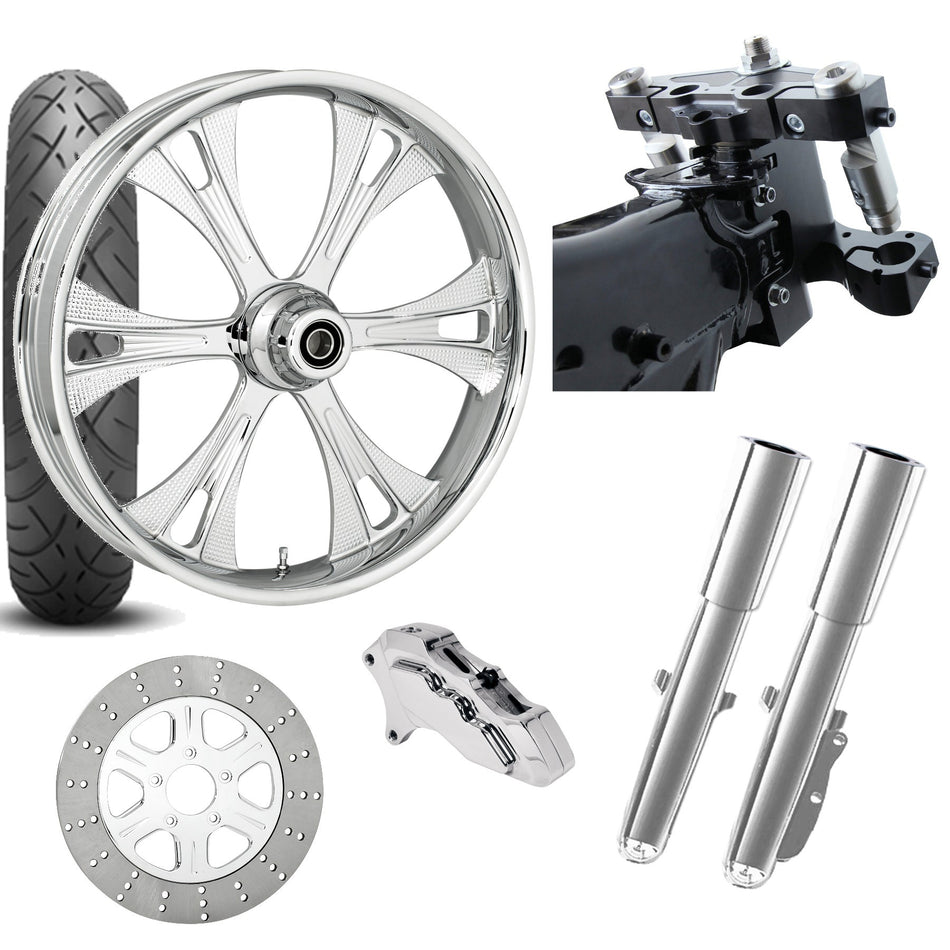 RC 26 Valor Chrome Wheel Tire Neck Rake Front End Package Harley Single Side
