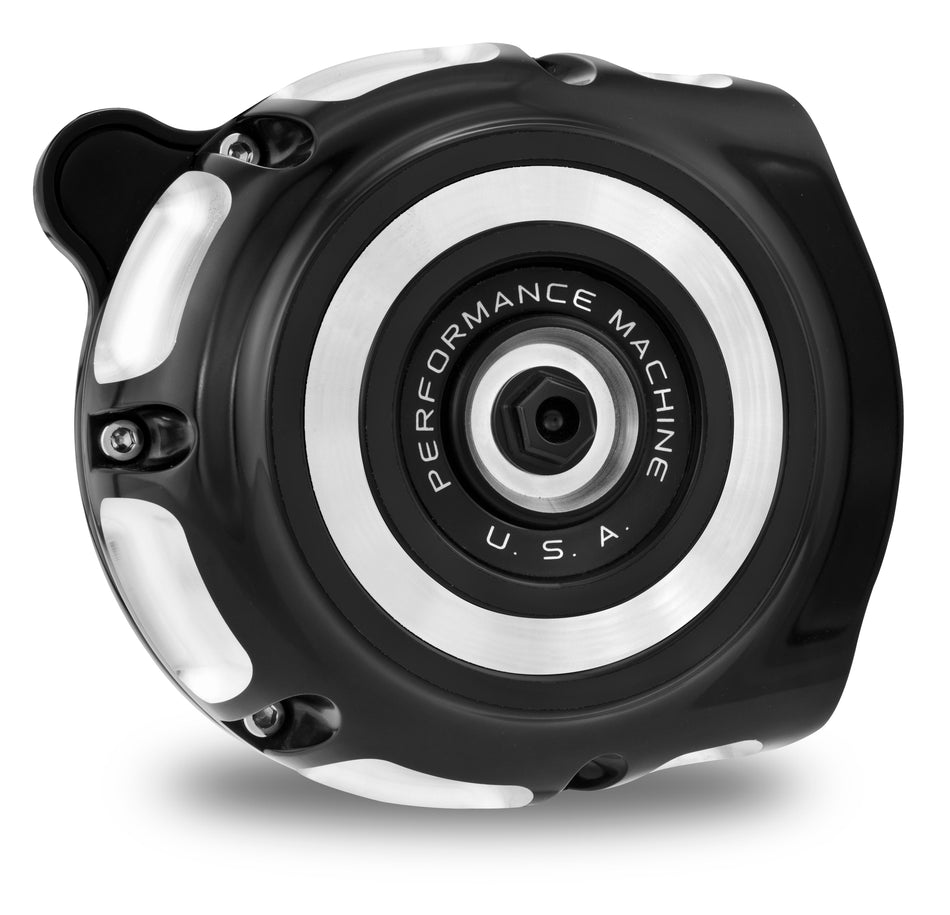 Performance Machine PM Black Contrast Cut Vintage Air Cleaner Harley Twin Cam