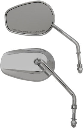 Drag Specialties Chrome Mirrors OE Style Teardrop Long Stem Pair Universal Fit