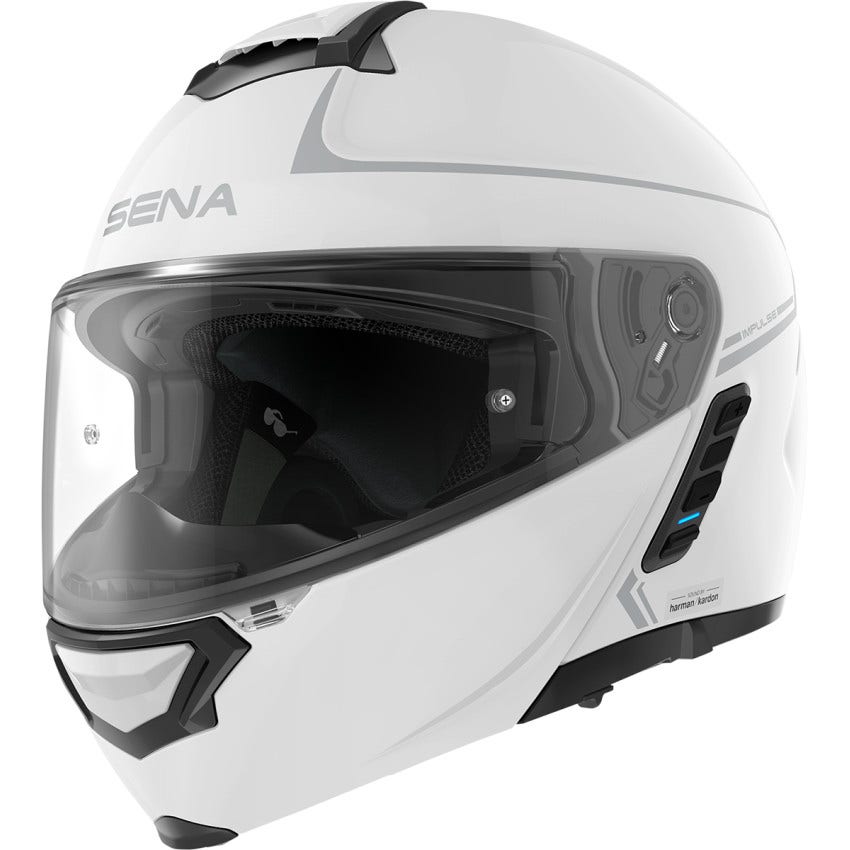 Sena Impulse Gloss White Bluetooth Intercom Helmet w/ Premium Speakers