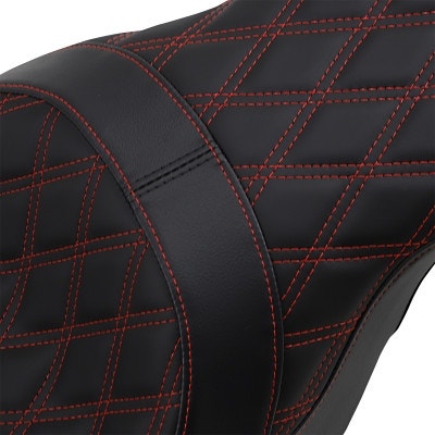 Drag Forward Positioned Predator 2-Up Seat Red Diamond Harley FLH/T 08-Up
