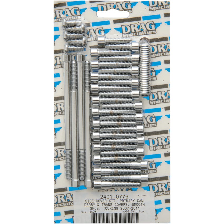 Drag Specialties Chrome Smooth Side Cover Bolt Kit 4 Harley Big Twin Models FL