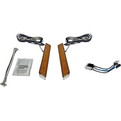 Custom Dynamics LED Front Fork Lightz Amber Lens Chrome Harley FLH/T 97-13