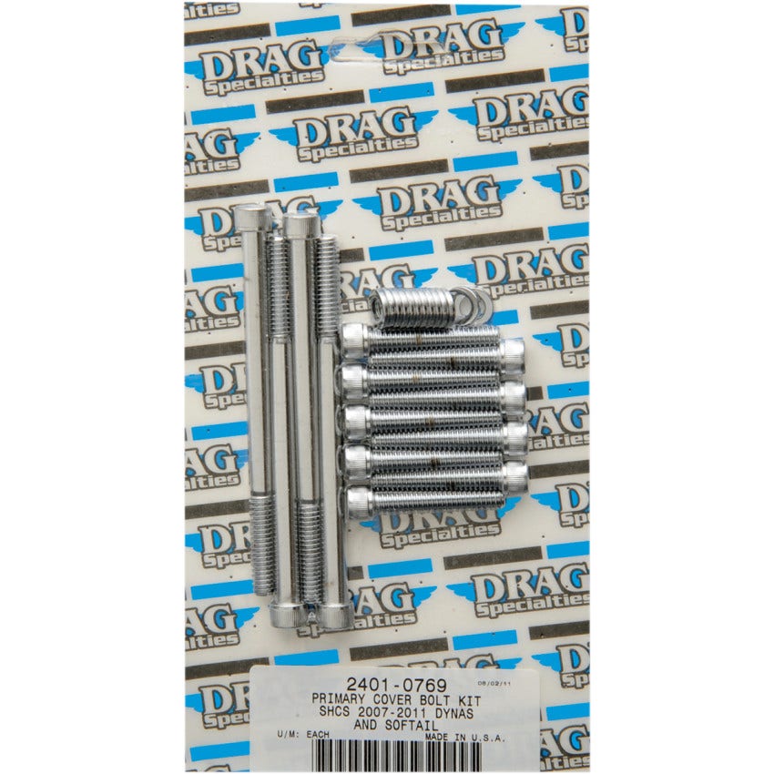 Drag Specialties Chrome Knurled Primary Cover  Bolt Set 4 Harley Big Twin FX