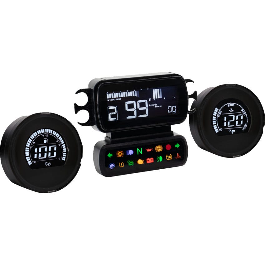 Koso North America BA080050 D2 Gauge Kit LCD Harley Davidson Baggers