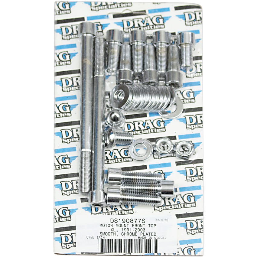 Drag Specialties Chrome Smooth Motor Mount Bolt Kit 4 Harley 91-03 XL Models