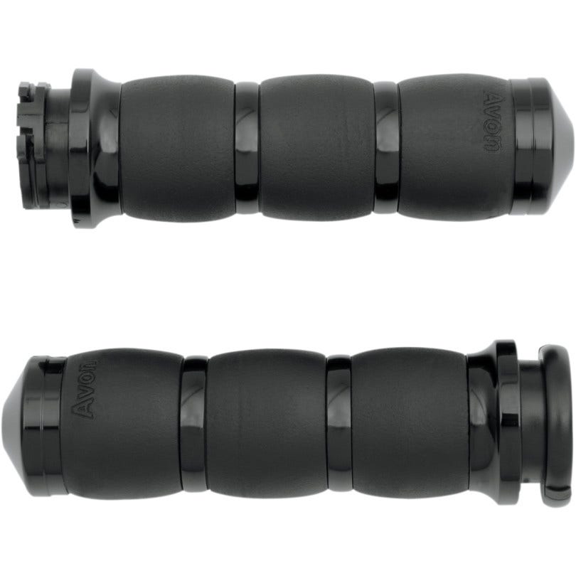 Avon Grips Black Anodized Velvet Air 3-Ring Grips for Harley TBW 08-23