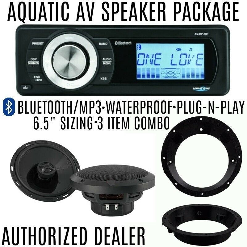 Aquatic AV Bluetooth 5BT Radio 6.5" Speaker & Adapter Package 98-13