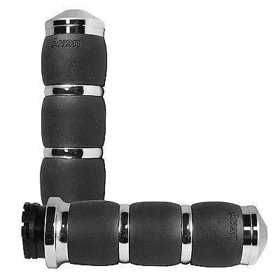Avon Grips Chrome Velvet Air 3-Ring Grips for Harley Throttle By Wire 08-23