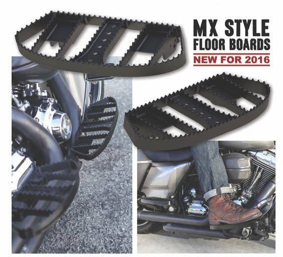 Burly Brand Black MX Style Serrated Edge Driver Rider Floorboards Harley
