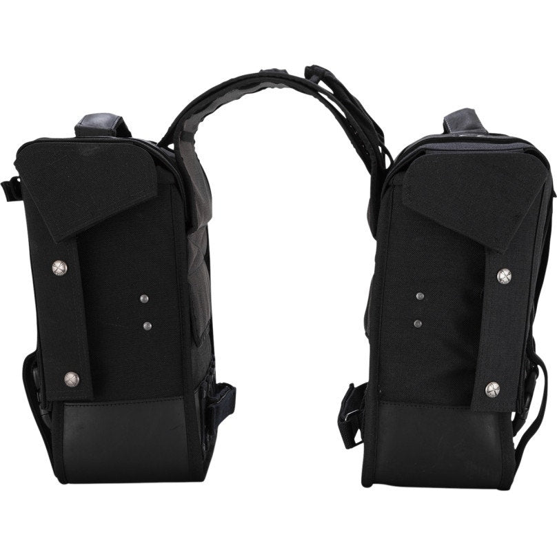 Burly Brand B15-1002B Black Leather Throwover Motorcycle Saddlebags Cargo Luggage