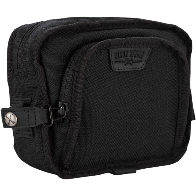 Burly Brand B15-1012B Black Motorcycle Strap On Handlebar Cargo Storage Bag