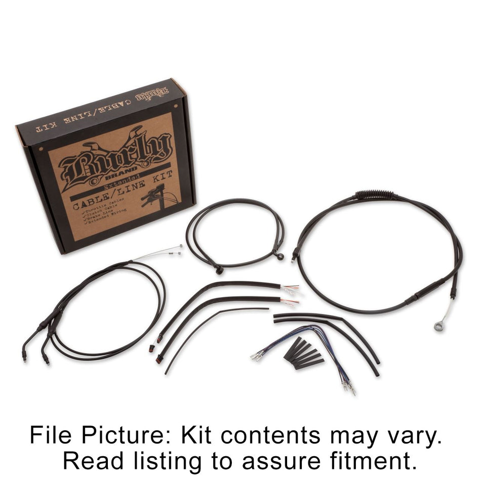 Burly Black Vinyl Extended Cable Kit 12" Bars Harley Sportster 04-06 Single Disc