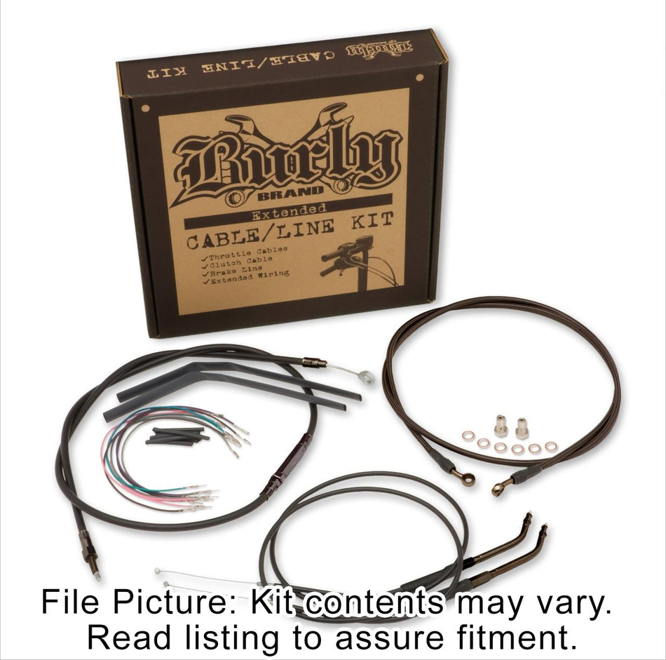 Burly Black Vinyl Extended Cable Kit for 16" Handlebars Harley Dyna FXD 2006