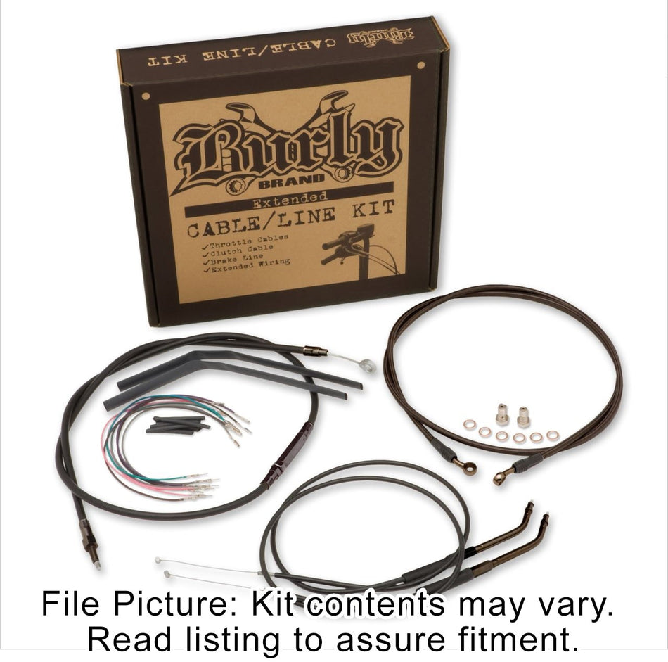 Burly Black Vinyl Extended Cable Kit for 14" Gorilla Bars Harley FLST 11-14