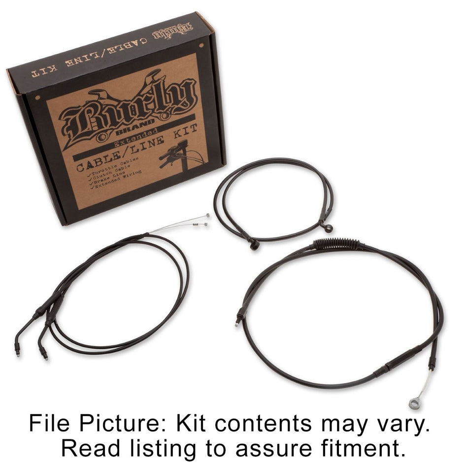 Burly Black Vinyl Shortened Single Disc Cable Kit Clubman Bar Harley XL 97-03