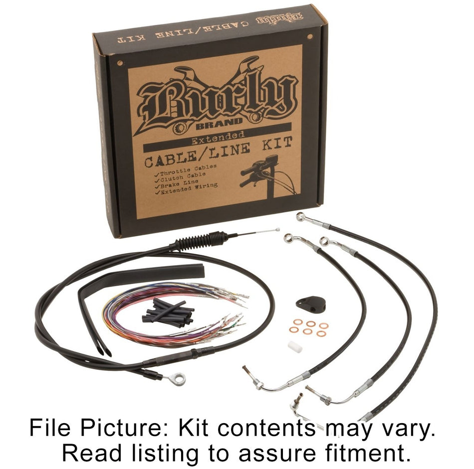 Burly Black Vinyl Extended Cable Kit for 13" Bars on Harley Touring Non ABS CVO