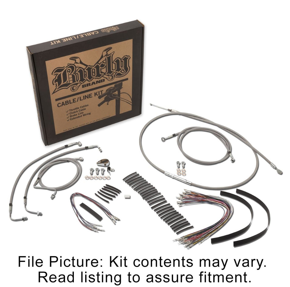 Burly Braided Stainless Steel Cable/Line Kit For 18" Apehangers Harley FLHR/I/C 1997-2001