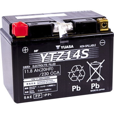 Yuasa YTZ14S 12V 230A High Performance AGM Maintenance-Free Battery Motorcycle