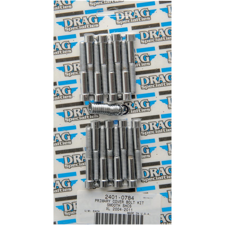 Drag Specialties Chrome Smooth Primary Cover Bolt Kit 4 Harley 04-22 XL