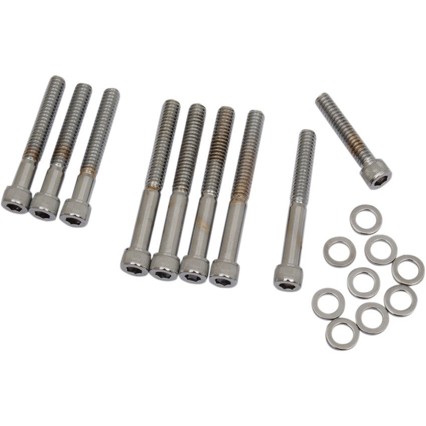Drag Specialties Chrome Knurled Cam Cover Bolt Kit 4 Harley  86-90 XL Models