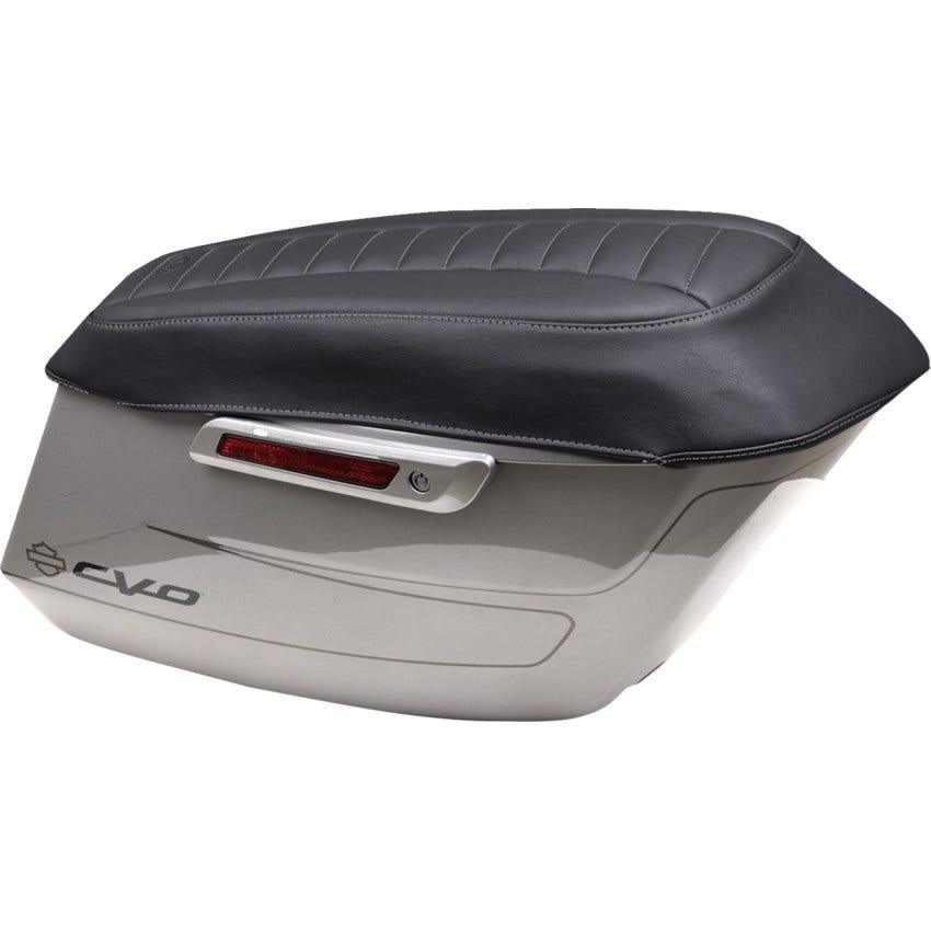 Mustang Black W/Gunmetal Stitch Saddlebag Lid Covers for Harley FLHX/FLTR