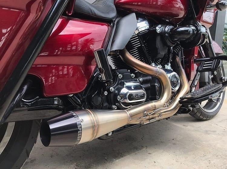 Sawicki 2 into 1 Raw Shorty Cannon Pipe Black Tip Exhaust Harley Touring 17-Up