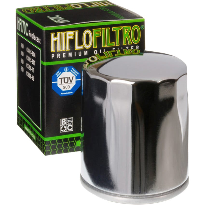 HIFLOFILTRO HF170C Chrome Premium Oil Filter for Harley 1980-2022 Touring & XL
