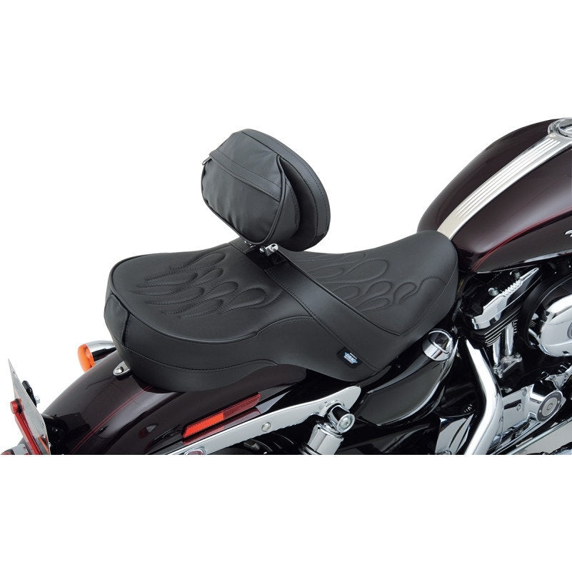 Drag Solo Smooth Harley "The Convertible" Glide 2 Large Backrest (W/ Pouch & Rain Cover)