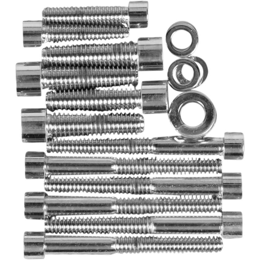 Drag Chrome Smooth Transmission Side Cover Bolt Kit 4 Harley Big Twin Models