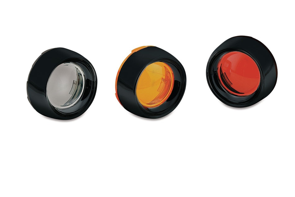Kuryakyn 5480 Black Deep Dish Bullet Turn Signal Bezels Smoke Lens Harley