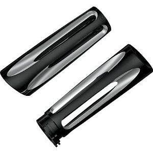 Arlen Ness Black Ano Deep Cut Billet Grips for Harley Dual Throttle Cable Models