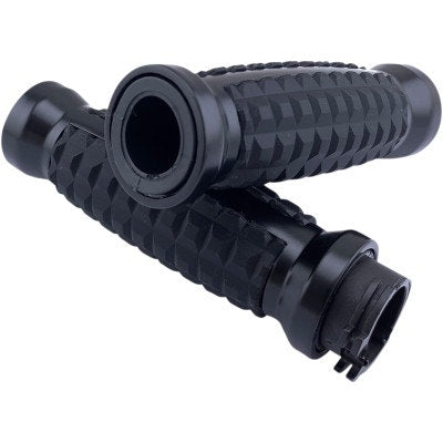 Drag Black Grenade Aluminum Soft Rubber 1" Hand Grips Harley 82-20 Cable Throttle