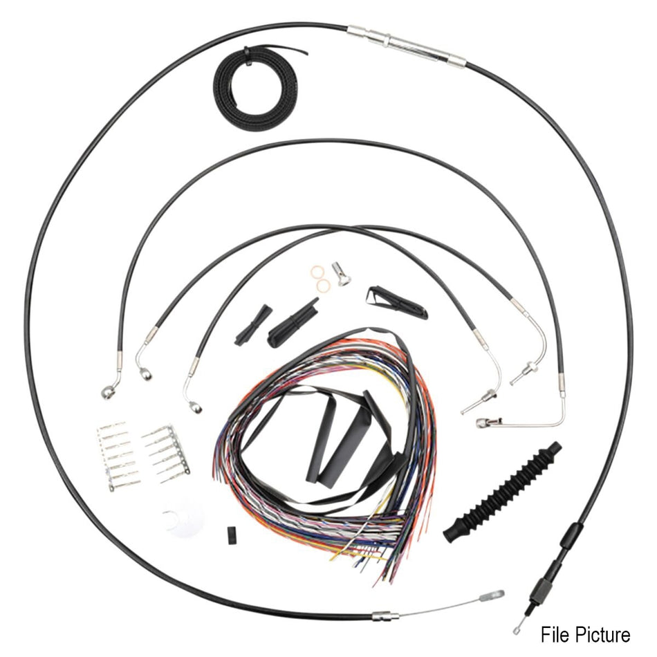 La Choppers Black Complete Cable Brake Line Kit 18-20 Bars Harley Softail 18-Up