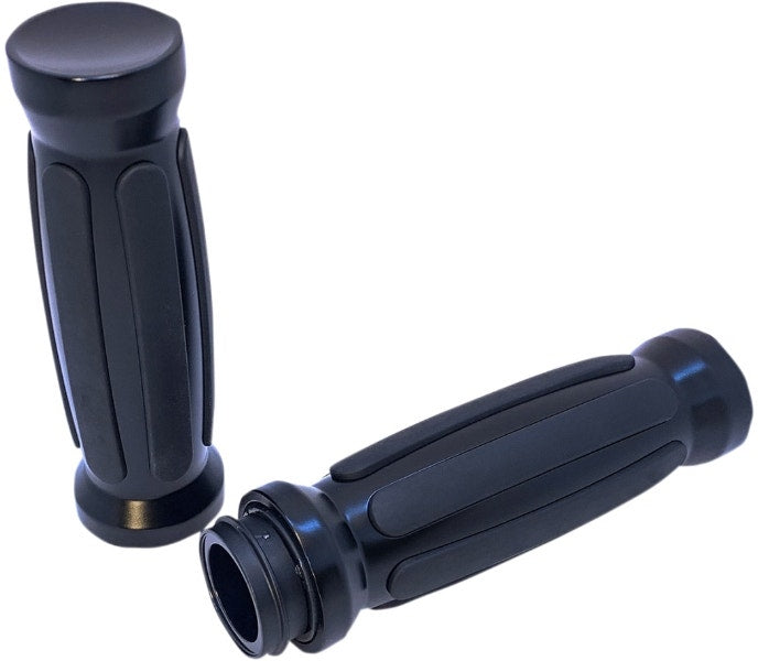 Pro-One 490001B Black Custom Straight Rubber Grips TBW Harley Big Twin 08-20