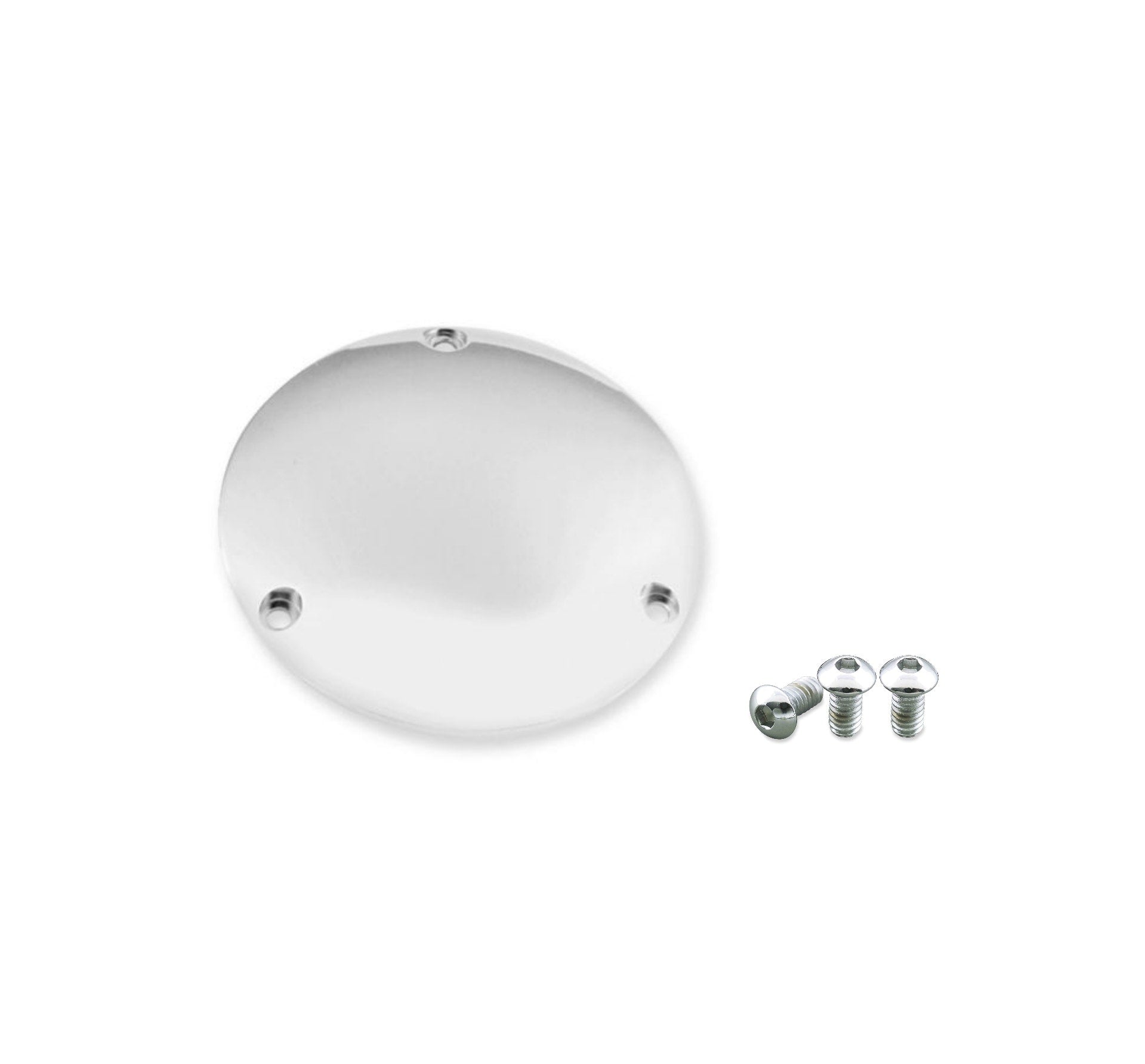 Biker's Choice Chrome Smooth 3 Hole Domed Derby Cover w/ Screws Harley Big Twin