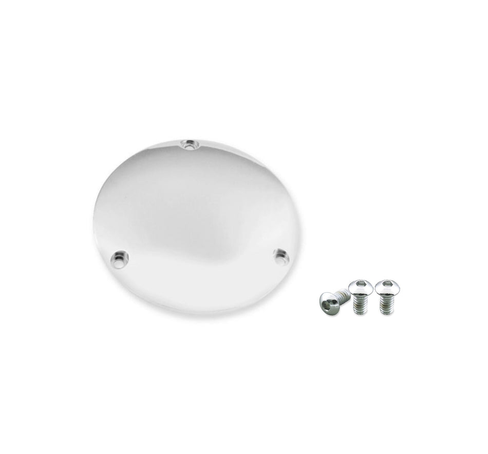 Biker's Choice Chrome Smooth 3 Hole Domed Derby Cover w/ Screws Harley Big Twin