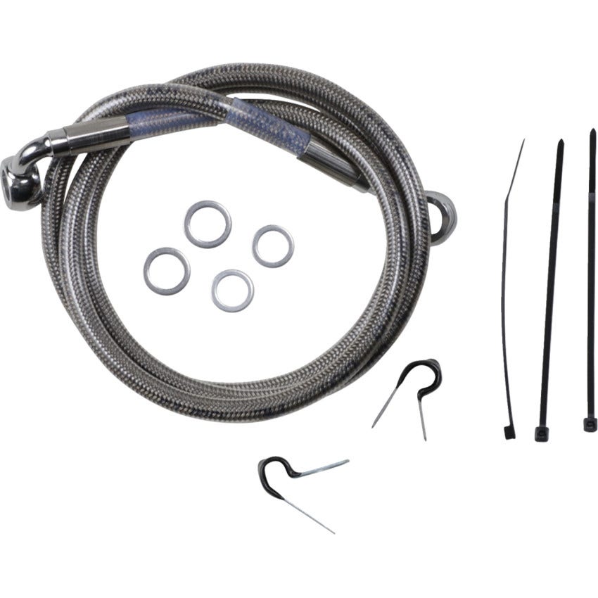Drag Specialties Front Stainless Steel Brake Line for Harley 99-07 FXST - Stock Length